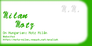 milan motz business card